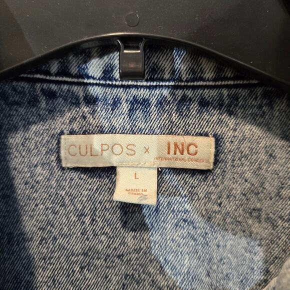 NWT denim dress convertible sleeves Culpos X INC  sz L - Picture 5 of 8